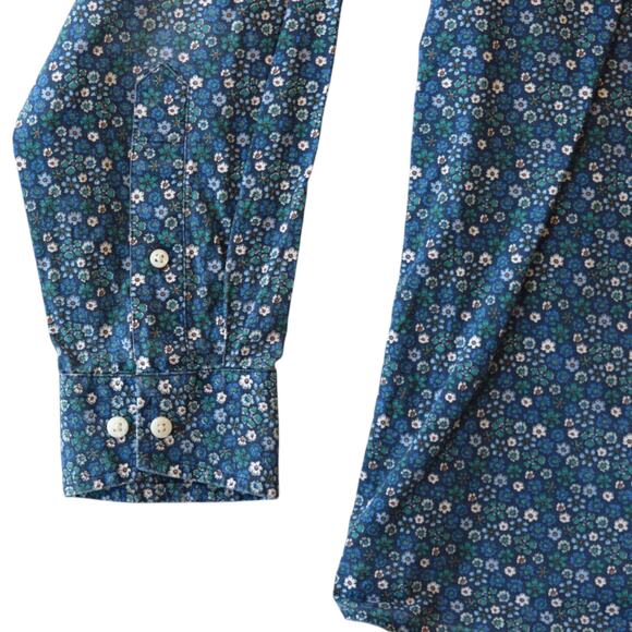 Ben Sherman Tailored Skinny Fit Blue Floral Shirt Size 16 (32–33) - Picture 4 of 6